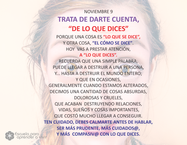 Trata de darte cuenta, de lo que dices